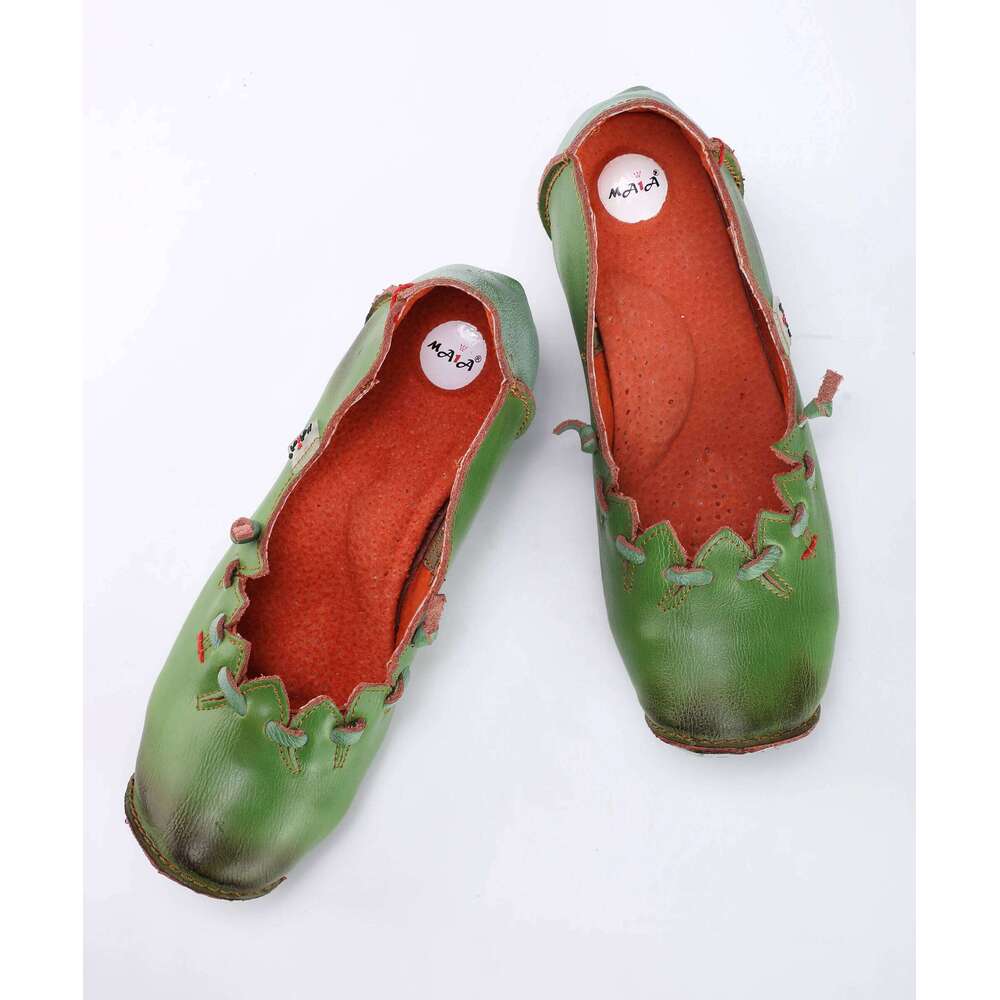 TMA EYES Women's Novelty Retro Style Low Heel Shoes with Shallow Lace