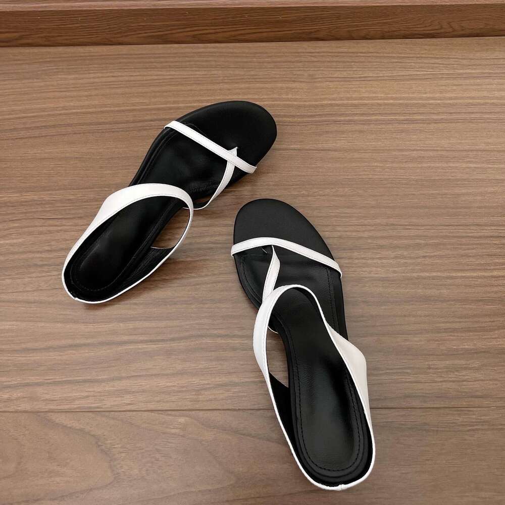 Cowhide Version ~ French Style Kitten Cross Strap Toe Ring Sandals for Women 2025 Summer New Elegant Thin Heel High Heels