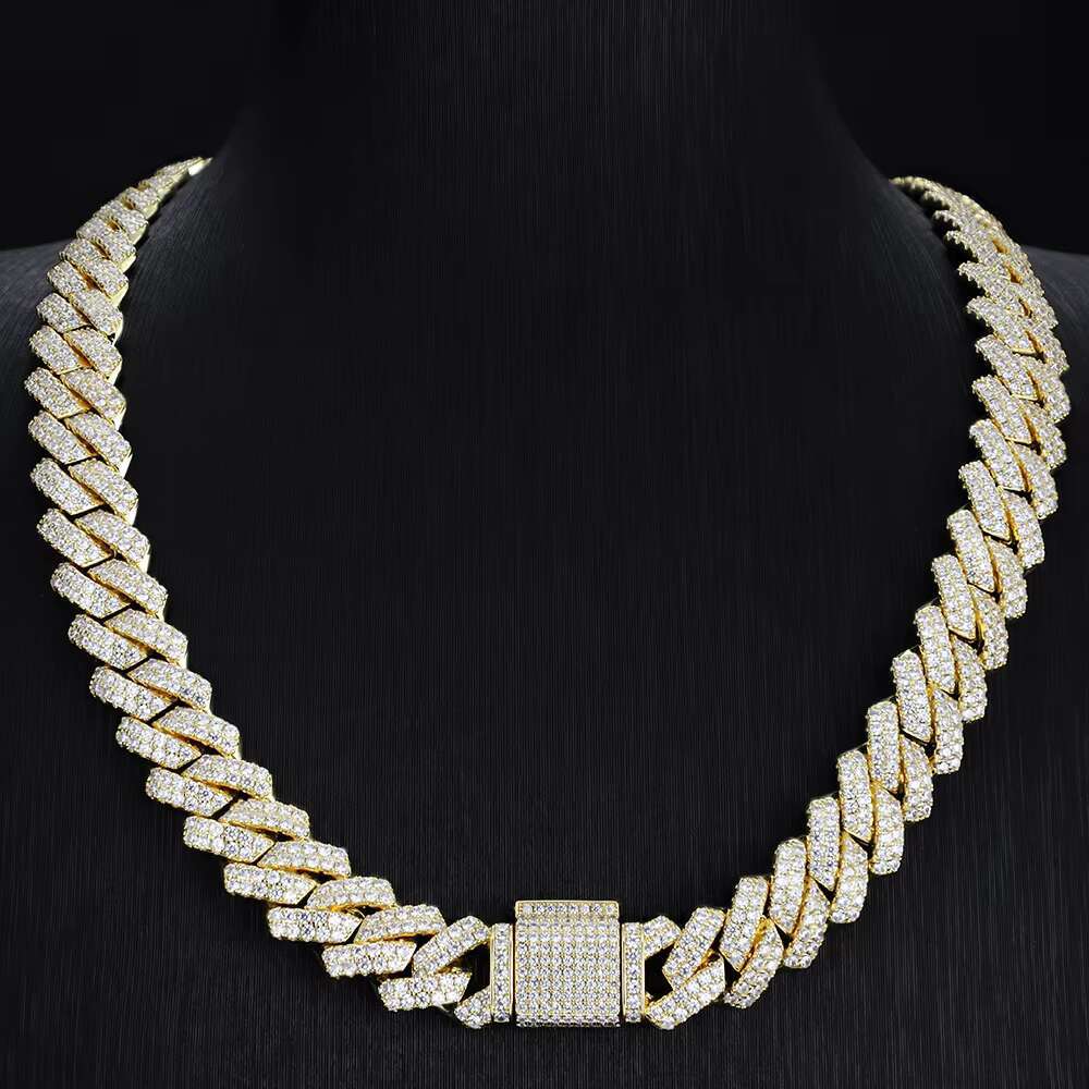 Hip Hop Necklace Pass Diamond Test 925 Silver 13mm VVS Moissanite Iced Out Cuban Link Moissanite Chain