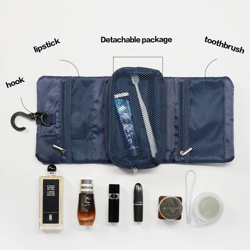 Japanese Style Snap Folding Toiletry Bag Hook Business Trip Toiletries Storage High Quality Cosmetic Bag 250528