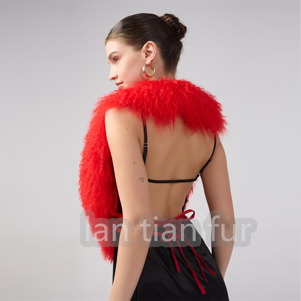 New Spice MongolianSheepskin Fur lady Vest Autumn And Winter Sexy Big Back Hair Collar Halter Top