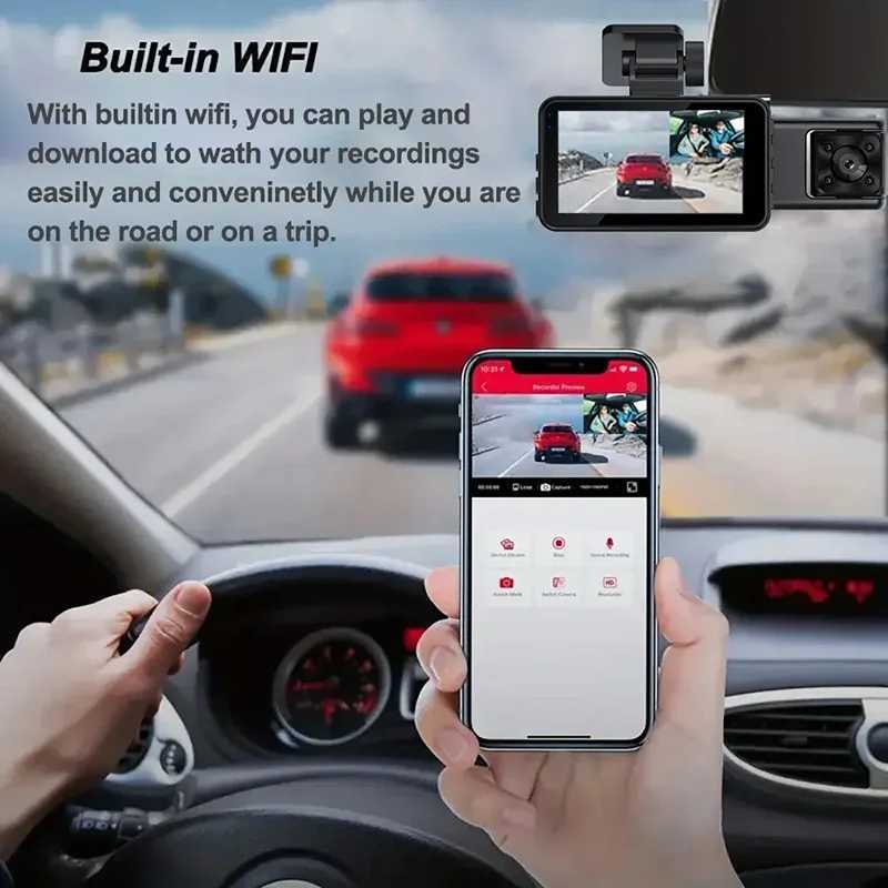 Car dvr 1080P Car dvr WIFI Dash Cam for Cars 3 Channel Video Recorder Rear View Camera for Vehicle Night Vision Black Box Car Assecories R250529 65W5