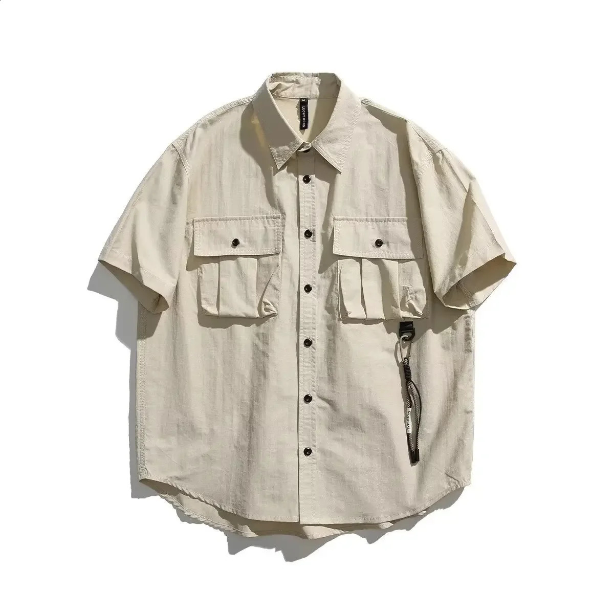 Japanese Vintage Workwear Short Sleeve T-shirt For Men Summer Trendy Outdoor Casual Versatile Youth Shirt Jacket 250526