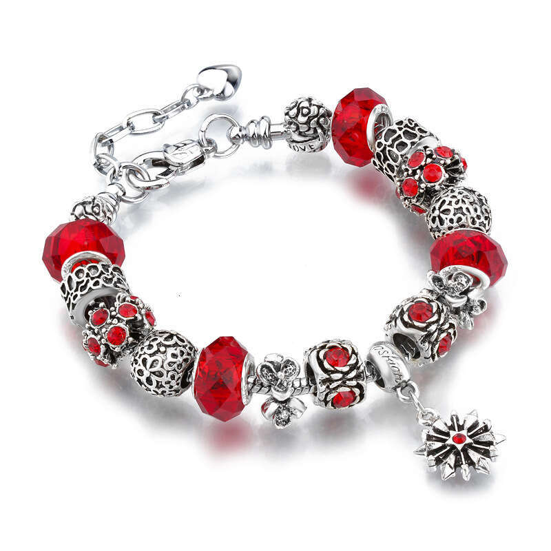 DIY Alloy Inlaid Glass Crystal Beaded Charm Bracelet Jewelry