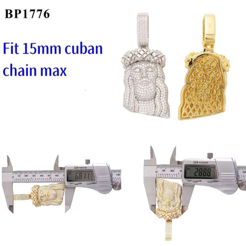 Iced Out Jesus Head Moissanite Diamond Sier Hip Hop Pendant for Tennis Cuban Link Chain