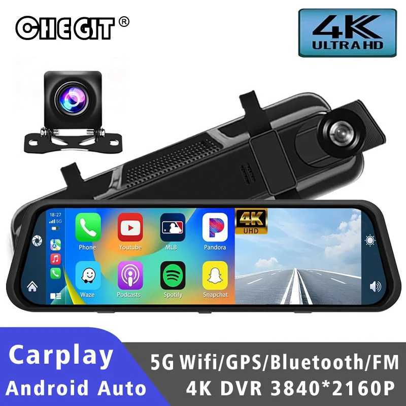 Car dvr UHD 4K 3840*2160P Car dvr Carplay Android Auto GPS 5G WIFI AUX Dash Cam Stream RearView Mirror Dashcam Camera Drive Recorder FM R250529