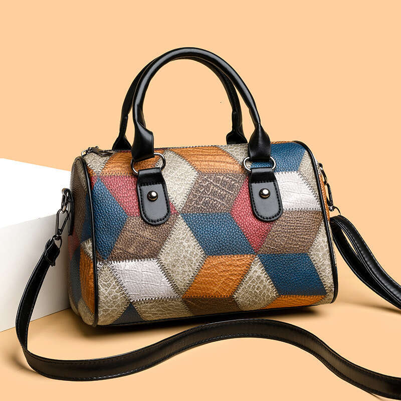 Fashion Color-Block Plaid Geometric Pattern Commuter Shoulder Crossbody Bag Shopping Portable Phone Coin Purse