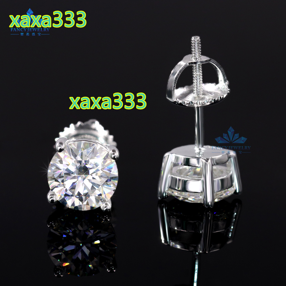 2025 New 925 Sterling Silver Stud Earrings Rhodium Plated 5mm 6.5mm 8mm Moissanite Screw Back Stud Earrings for Women
