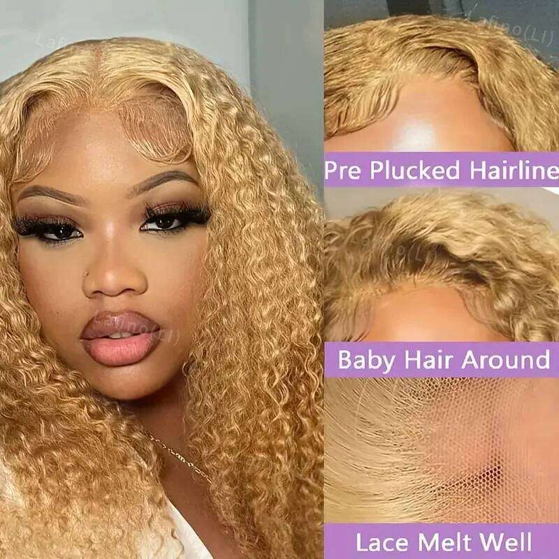 Honey Blonde Curly 13x6 Hd Lace 13x4 Deep Wave Frontal Wig 30 Inch #27 Colored Human Hair Wigs
