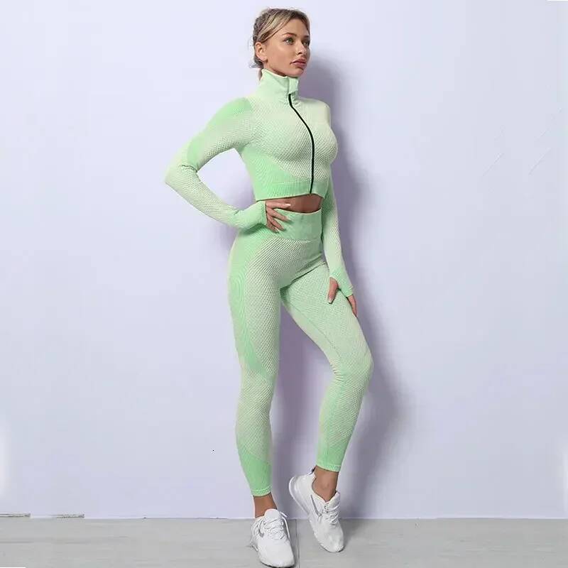 2/3PCS Seamless Yoga Sets Sport Fiess Vest High Waist Hip-Liftting Trousers Suits Workout Clothes Gym Leggings Set for Women