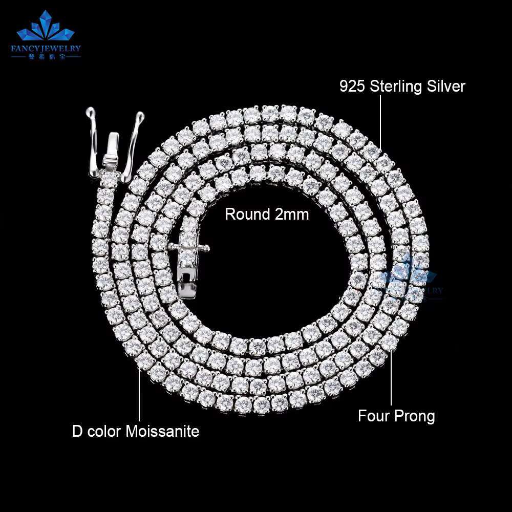 CHEAPEST in HISTORY Large Stock Moissanite Tennis Chain Necklace Bracelet 2MM 3MM Hip Hop Iced Out Jewelry Moissanite Chains
