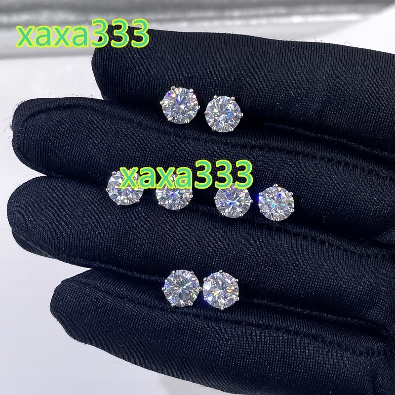 VVS Diamond Earring Factory Cheap Price Solid Gold Plated 925 Sliver Round Brilliant Cut Moissanite Hoop Stud Earrings Men Women