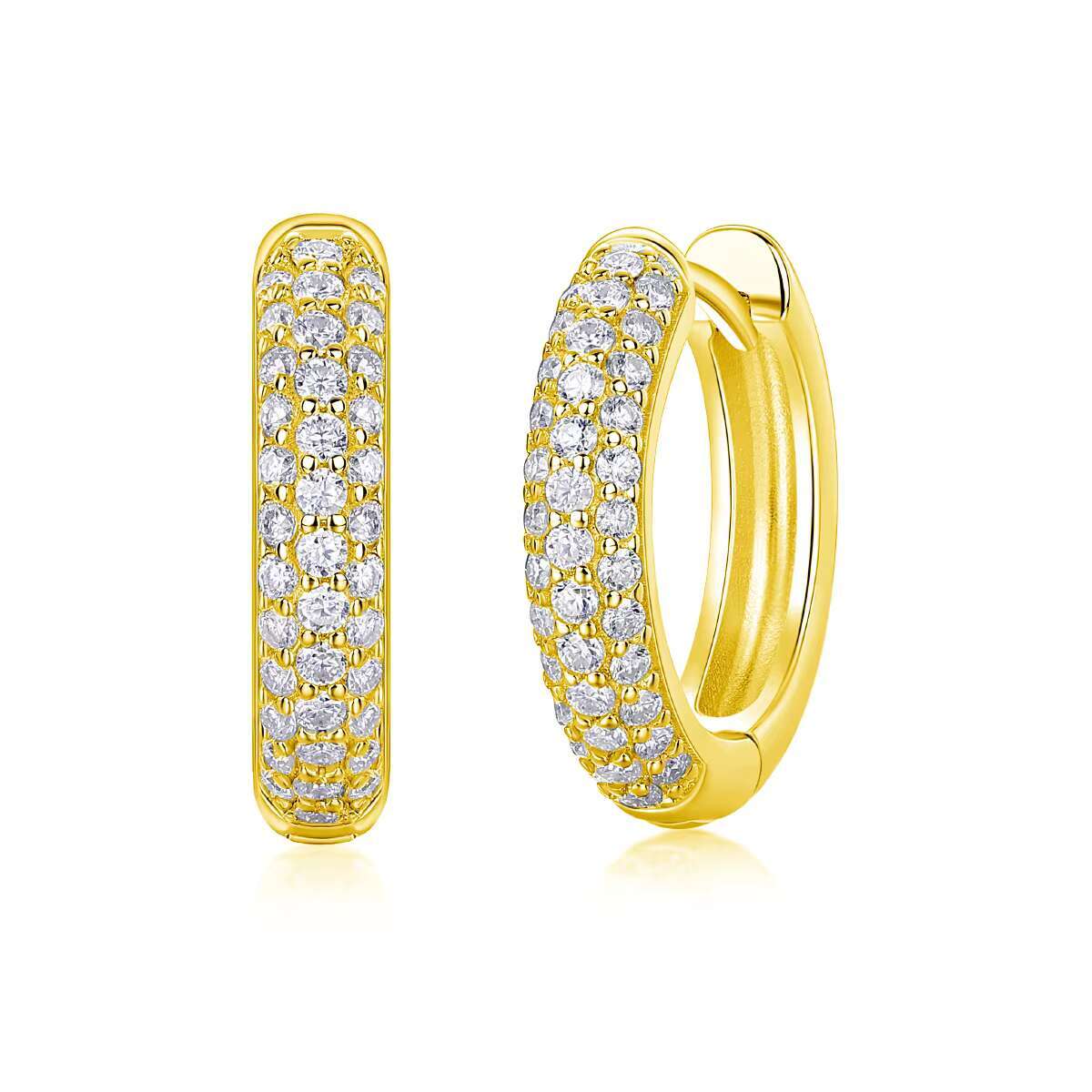 E13197 New S925 Silver Pave Setting Moissanite Earring Wholesale Factory Price Full Circle Moissanite Huggie Hoop Earrings