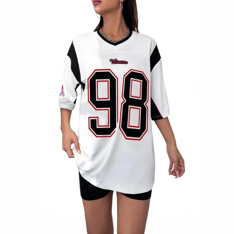 Summer Fashion Womens Shortsleeved Plus Size 98 Digital Pattern Tshirt Vneck Comfortable Loose 250519