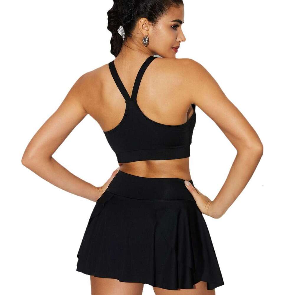High Quality Sports Yoga Clothing, New Women's Yoga Clothing Sports Vest Quick Drying Skirt Anti Exposure Running And Fitness Two-piece Set Summe