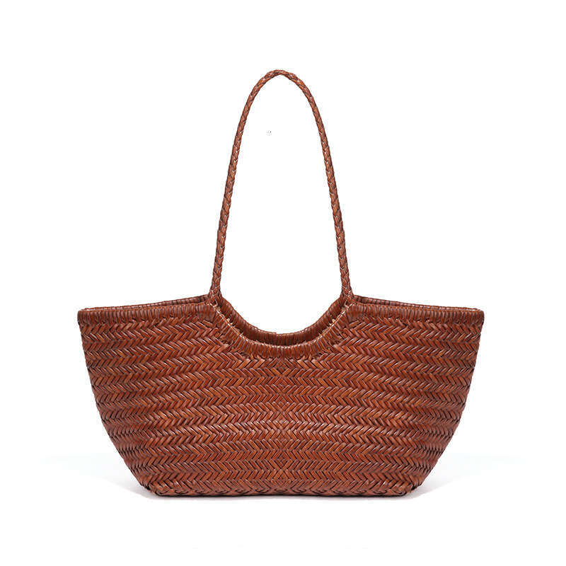 Tote Bag Handbag For Women Cowhide Single Shoulder Underarm Tote Genuine Leather Niche Woven Large Capacity Basket Mother Bag Shoulder Bag Braided Han