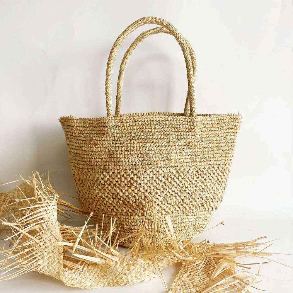 Women's Bags Designer Summer Raffia Beach For Women Handbag Bohemian Woven Straw Vacation Bucket Bag Handmade Shoulder Bags Shopper Tote NEW