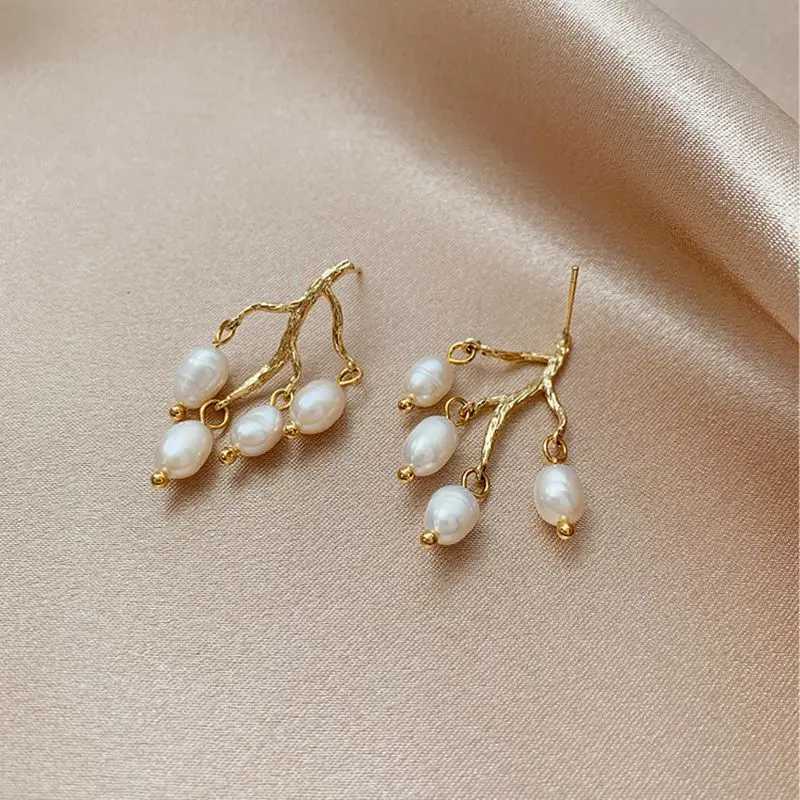 Individual Tree Branch Design Natural Freshwater Pearl 14K Gold Filled Ladies Tassels Stud Earrings Jewelry For Women Gifts L250527