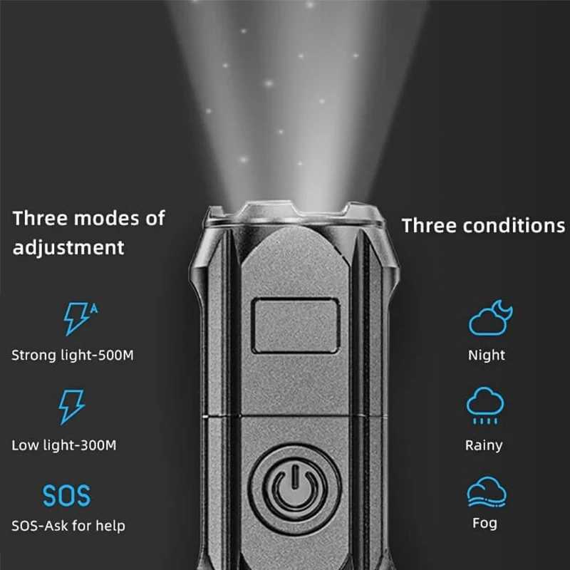 1/2pc Strong Light Zoom Flashlight Outdoor Multifunctional Portable Household Small Flashlight Telescopic Zoomable Lighting XJ250529