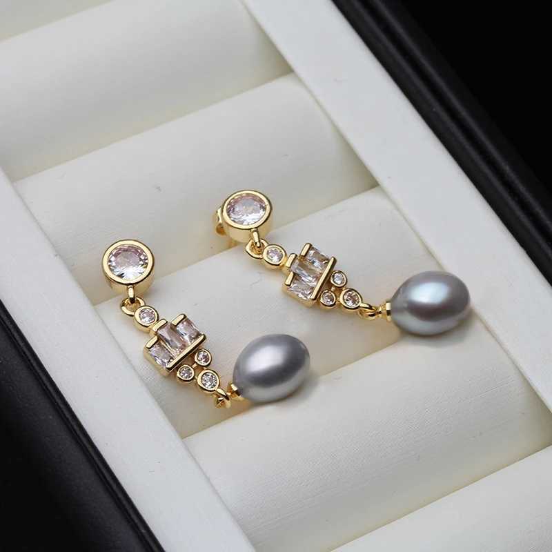 Natural Freshwater Pearl Earrings For WomenGold Plated 925 Sterling Silver Real Pearl Drop Earrings Wedding Gift L250527