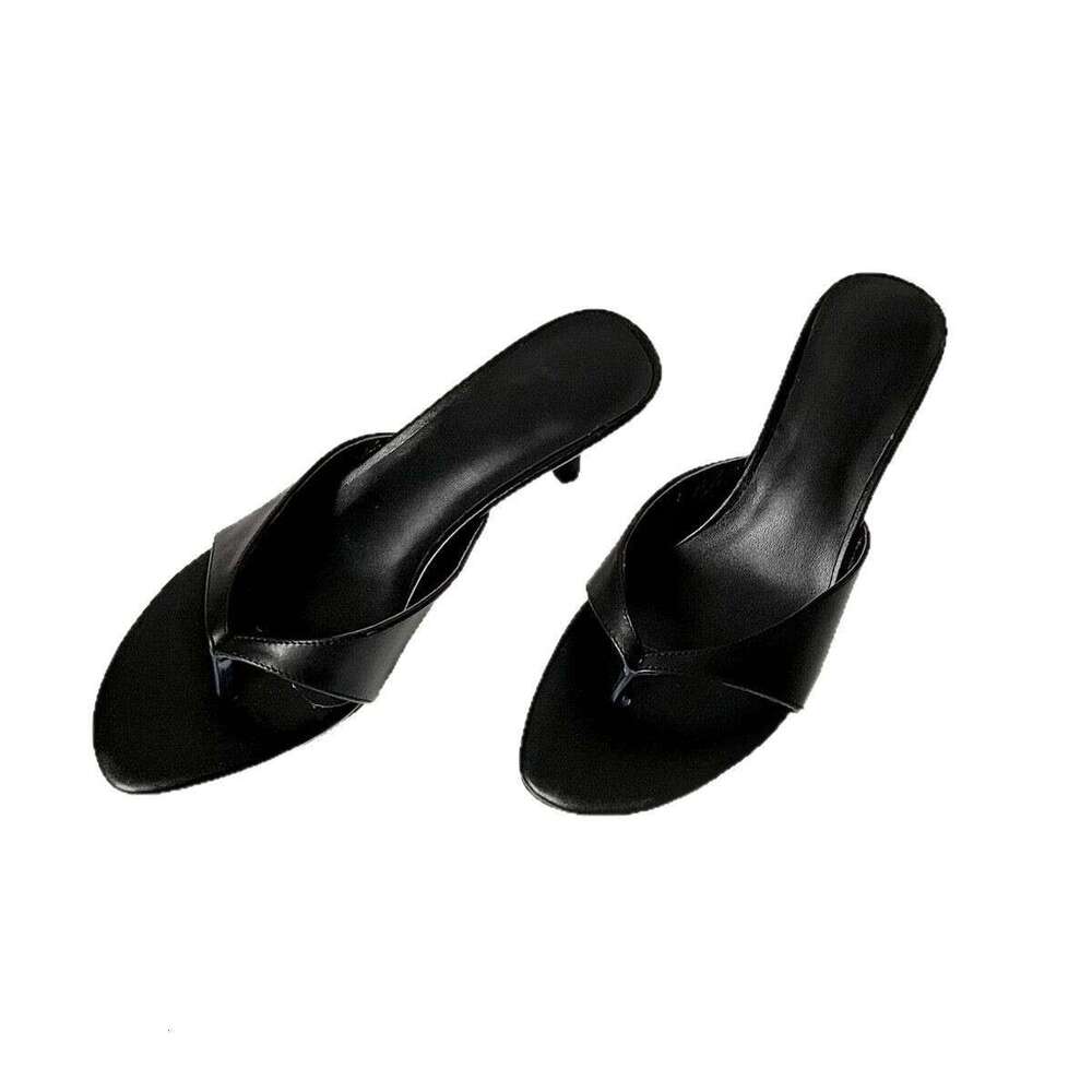 Cowhide Version ~ French Minimalist Style Toe Post for Women Outdoor 2025 Summer New High Heel Stiletto Sandals