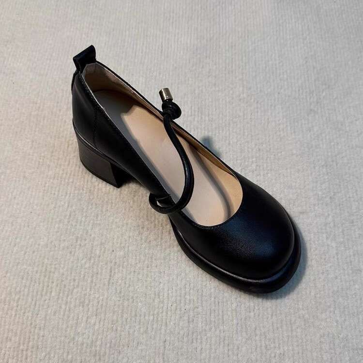 Genuine Leather Mary Jane for Women, New Autumn Style, Chunky Heel, Round Toe, Shallow Mouth, Versatile Commuter Shoes