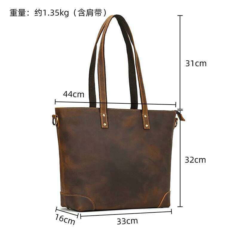 Designer Bag Genuine Totes Travel Custom Name Gift Leather Women Bag Business Crazy Horse Computer Handbag