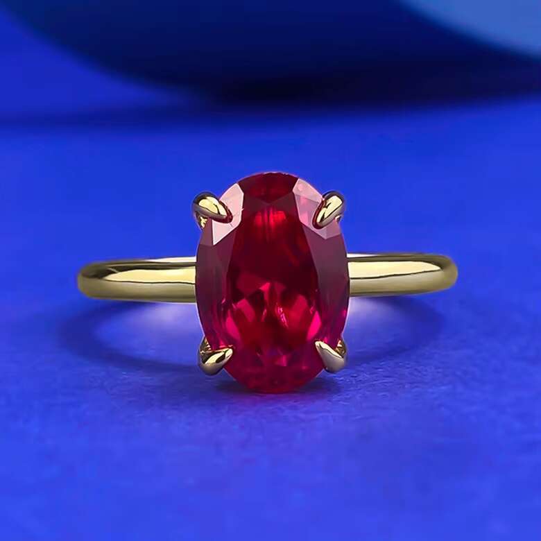 Trendy Luxury Diamond Engagement Ring Gold Plated 925 Sterling Silver Pink Diamond Ring CZ Diamond Oval Shape Ring for Women