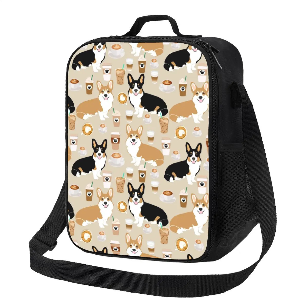 Coffee Welsh Corgis Dog Portable Lunch Boxes for Women Leakproof Cooler Thermal Food Insulated Bag Office Work 250528