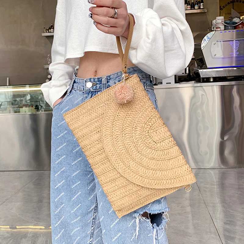 Casual Women Envelope Clutch Bags Lady Fashion Crossbody Bag Beach Straw Woven Messenger Shoulder Bag Women Travel Tote Purse XJ2520528