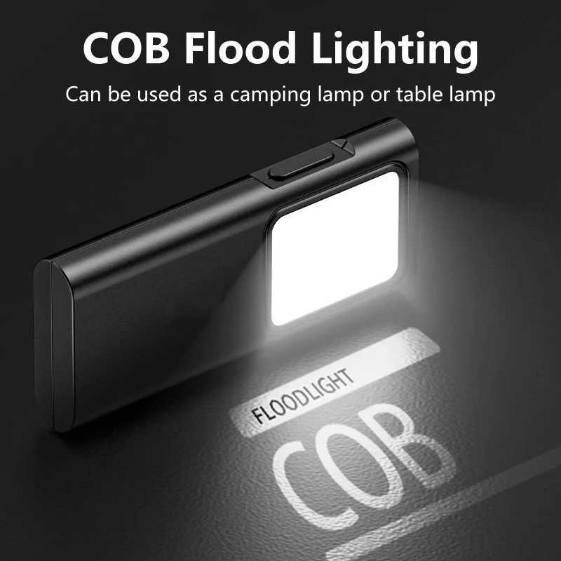COB Flashlights 4 Lighting Modes Torch USB Rechargeable EDC Flashlight WIth Pen Clip Strobe for fishing Camping Repair Torch XJ250529