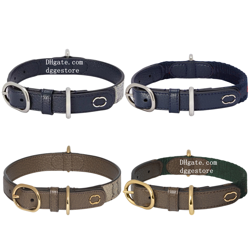 Designer Dog Collar Leash Classic Red Green Nylon Webbing Leather Splicing Pets Collar Luxury Brown Letter Pattern Puppy Leash, Fashion Dog Accessories M B264