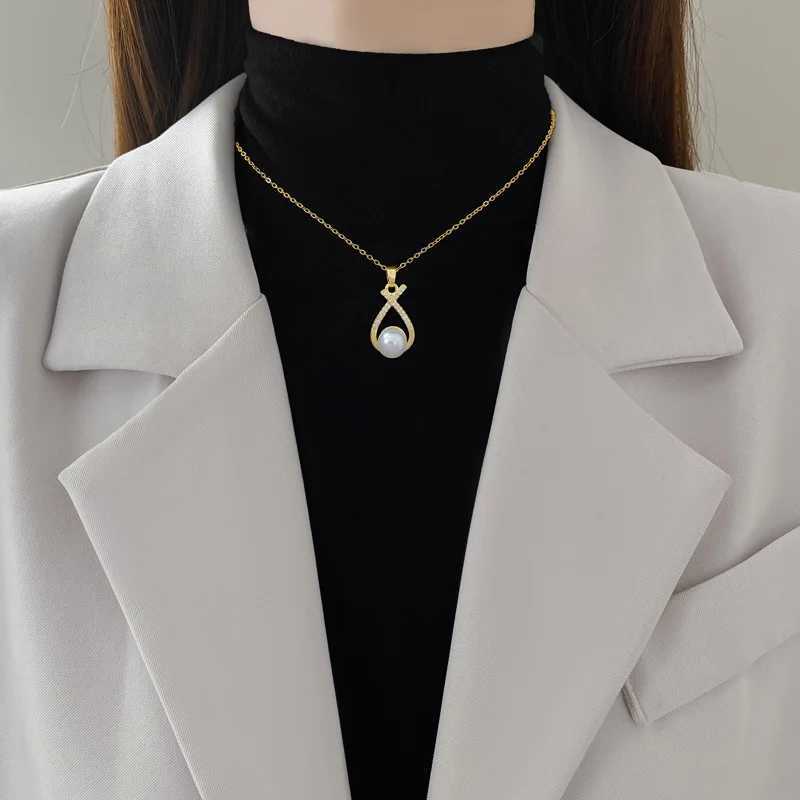 XIYANIKE Pearl Zircon Cross Neckles Earrings Elegant Jewelry Set For Women Stainless Steel Chain Wedding Valentines Day Gift L250527