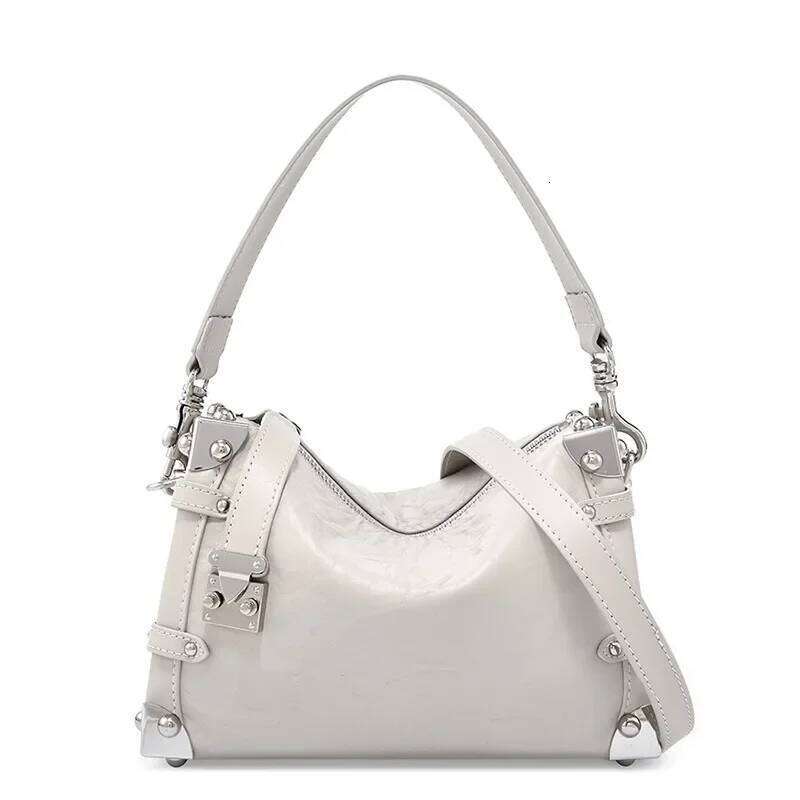 Women Genuine Rivet Handbags Female Square Soft Leather Box Shoulder Vintage Small Girls Crossbody Bag Bolsos