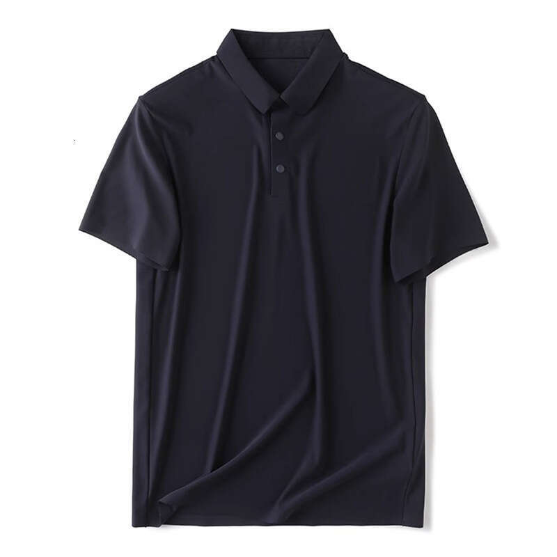 Summer Men's Cool Touch High-End Laser Cut Seamless Glued Quick-Dry Breathable Comfortable Versatile Short Sleeve Polo Shirt with Turn-Down Colla