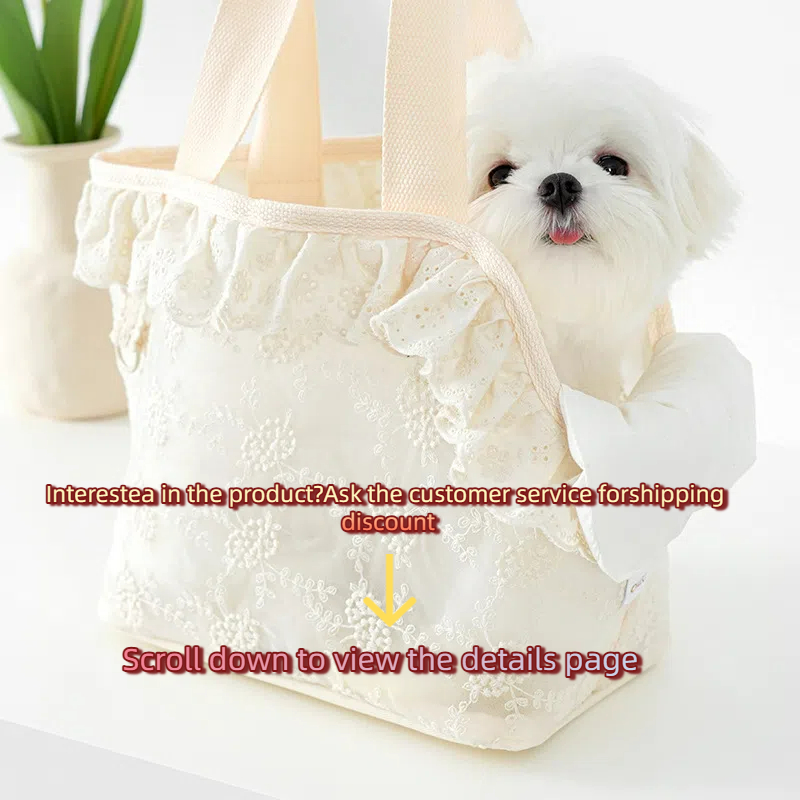 Elegant Lace Mesh Pet Carrier Tote Bag for Small Dogs & Cats - Breathable Travel Shoulder Bag with Safety Lock & Removable Cushion - Perfect for Summe