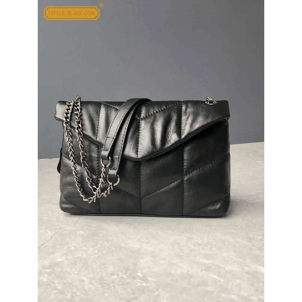 Elegant Women Chain Soft Sheepskin Genuine Leather Handbag Ladies Fashion Single Shoulder Designer Messenger Bag