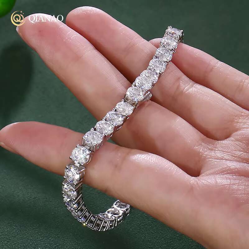 925 Sterling Silver Chain Round Diamond 3MM Tennis Chain Bracelet for Men Fashion Jewelry New Moissanite Tennis Chain Bracelet