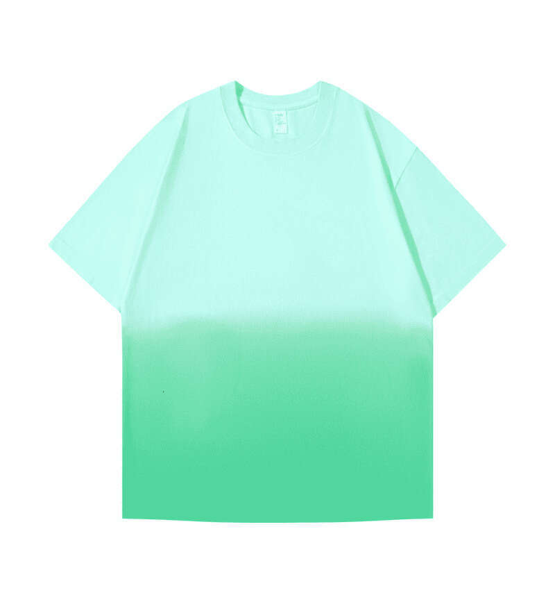 European and American Cross-Border Trade Exclusive 250g Gradient Color Loose Round Neck Trendy Brand Summer Short Sleeve T-Shirt