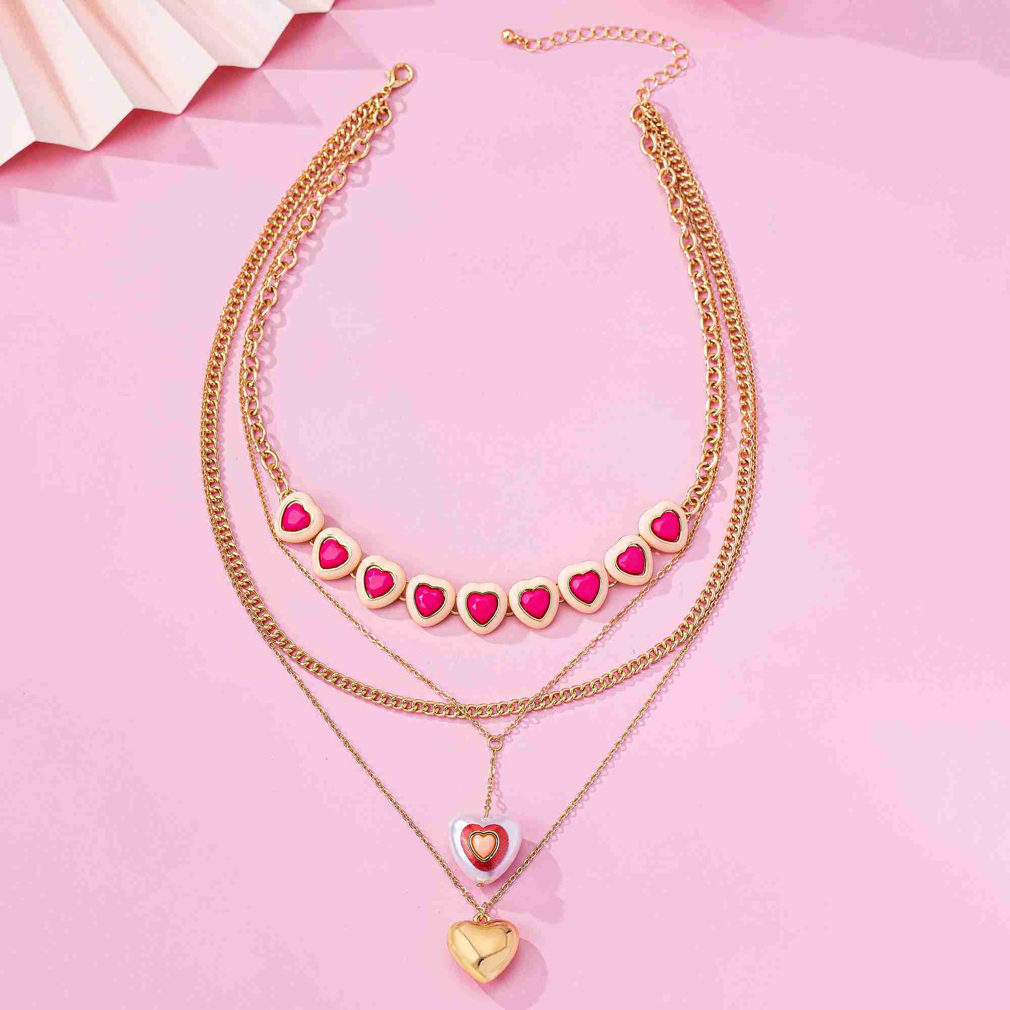 European and American style layered light luxury temperament metal alloy multi-layer stacked long love necklace wedding jewelry XJ250528