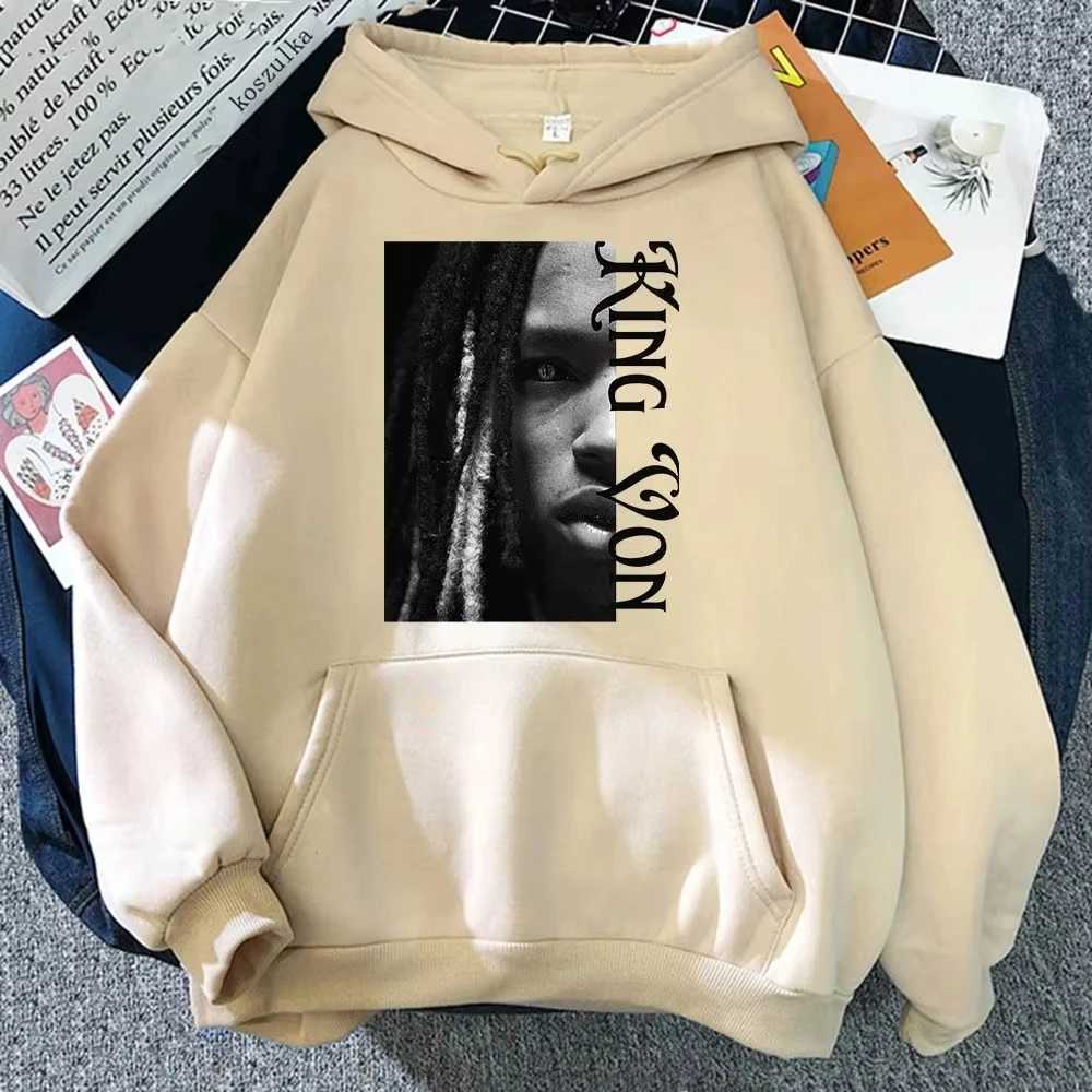 Rapper K-King Von Hoodie Mens and Womens Cotton Plush Sweater Autumn and Winter Universal Streetwear Retro Hip-Hop PulloverXJ250514
