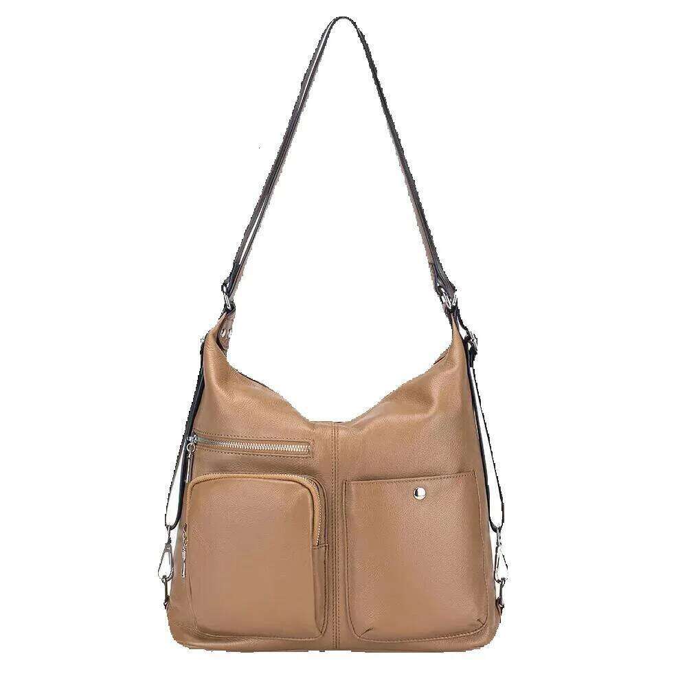 Designer Luxury Designer Luxury Dual-Purpose Genuine Handbag Woman Casual Real Cow Leather Backpack Multifunctional Ladies Cowhide Shoulder Bag