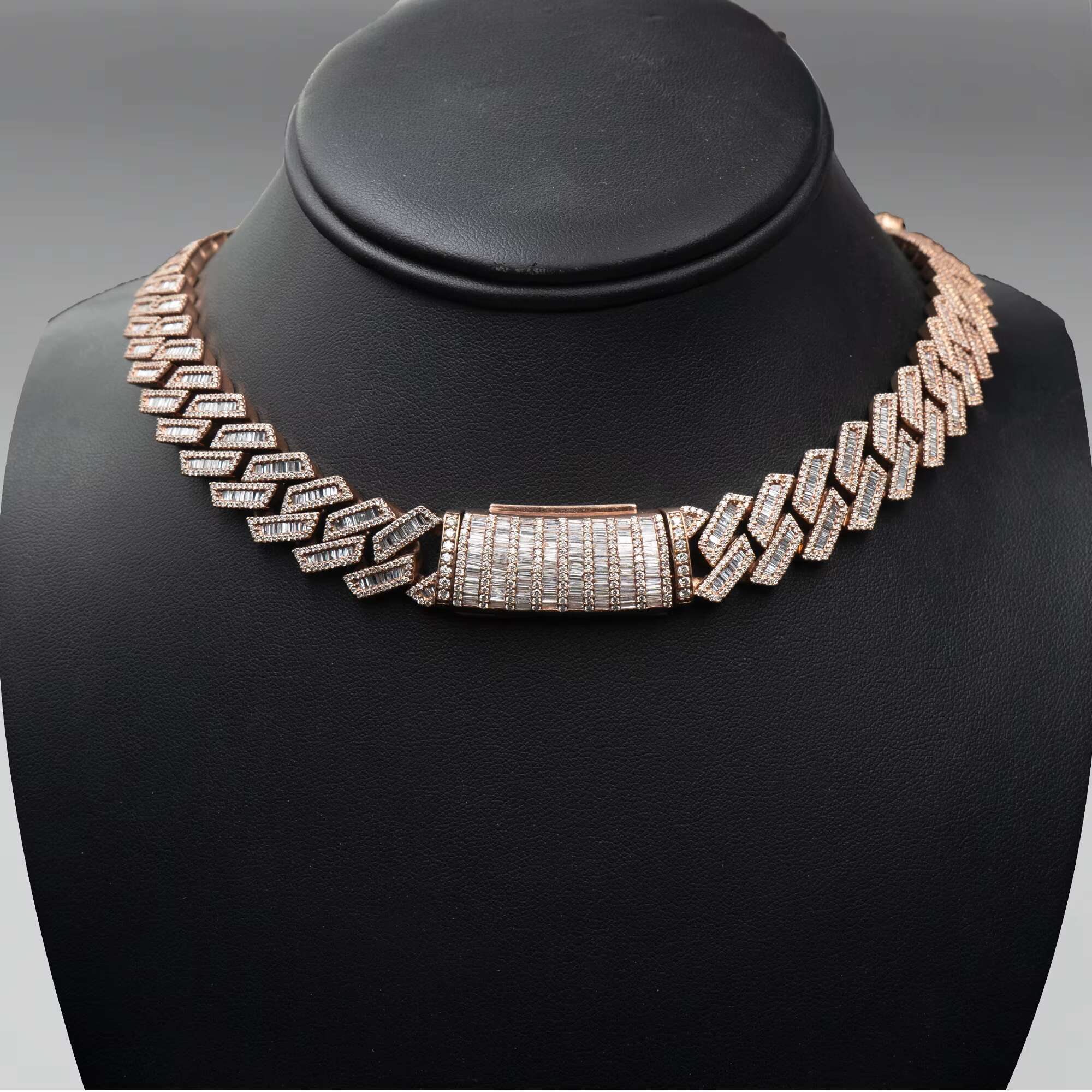 925 Sterling Silver Moissanite VVS Diamond Iced Rose Gold Plated Cuban Chain Necklace Custom Hip Hop Body for Men Women Weddings