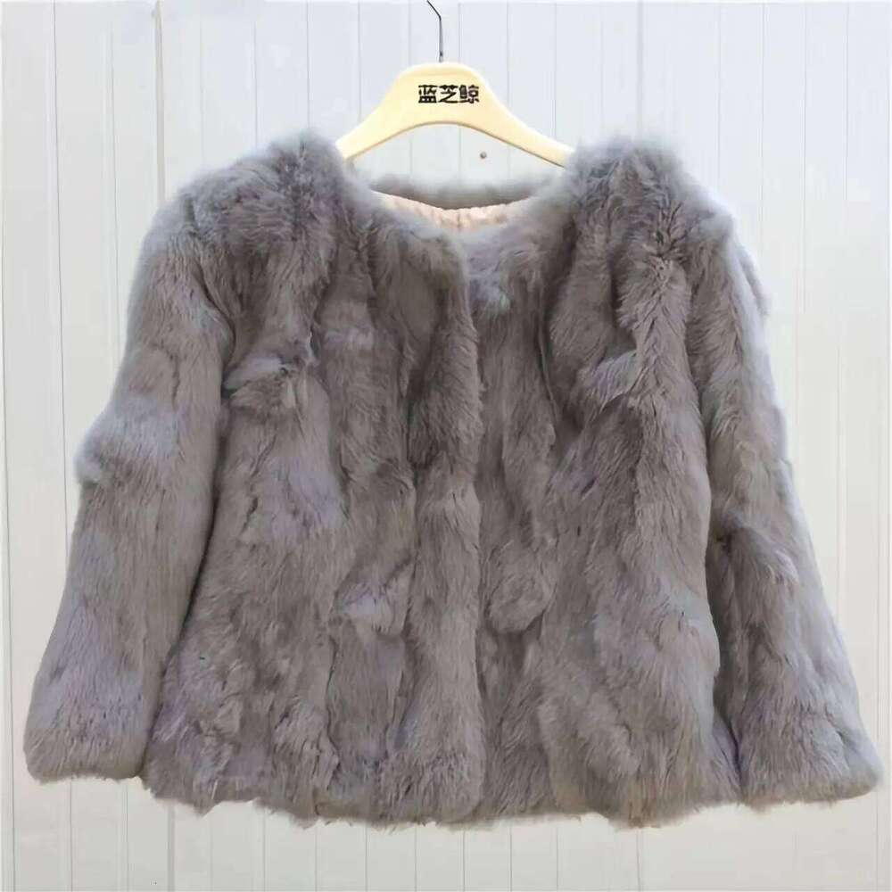 Real Rabbit Fur Coat for Women, Three Quarter Short Jacket, Female Loose Thicken Warm Clothes, High Quality, New, Winter, 2022
