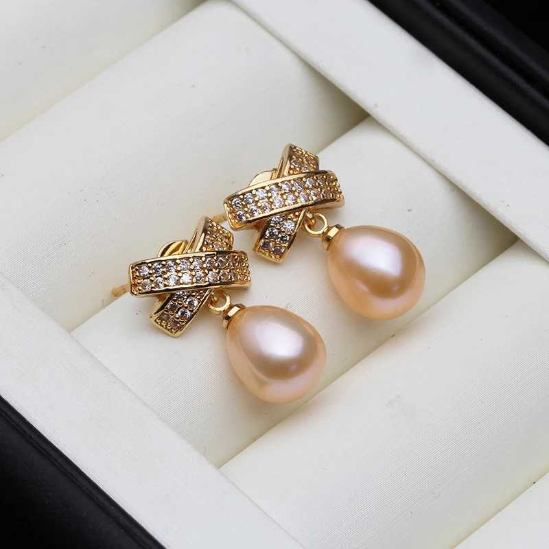 Trendy Pearl Womens Earrings Wedding Natural Freshwater Pearl Earrings Anniversary Gift White Black L250527
