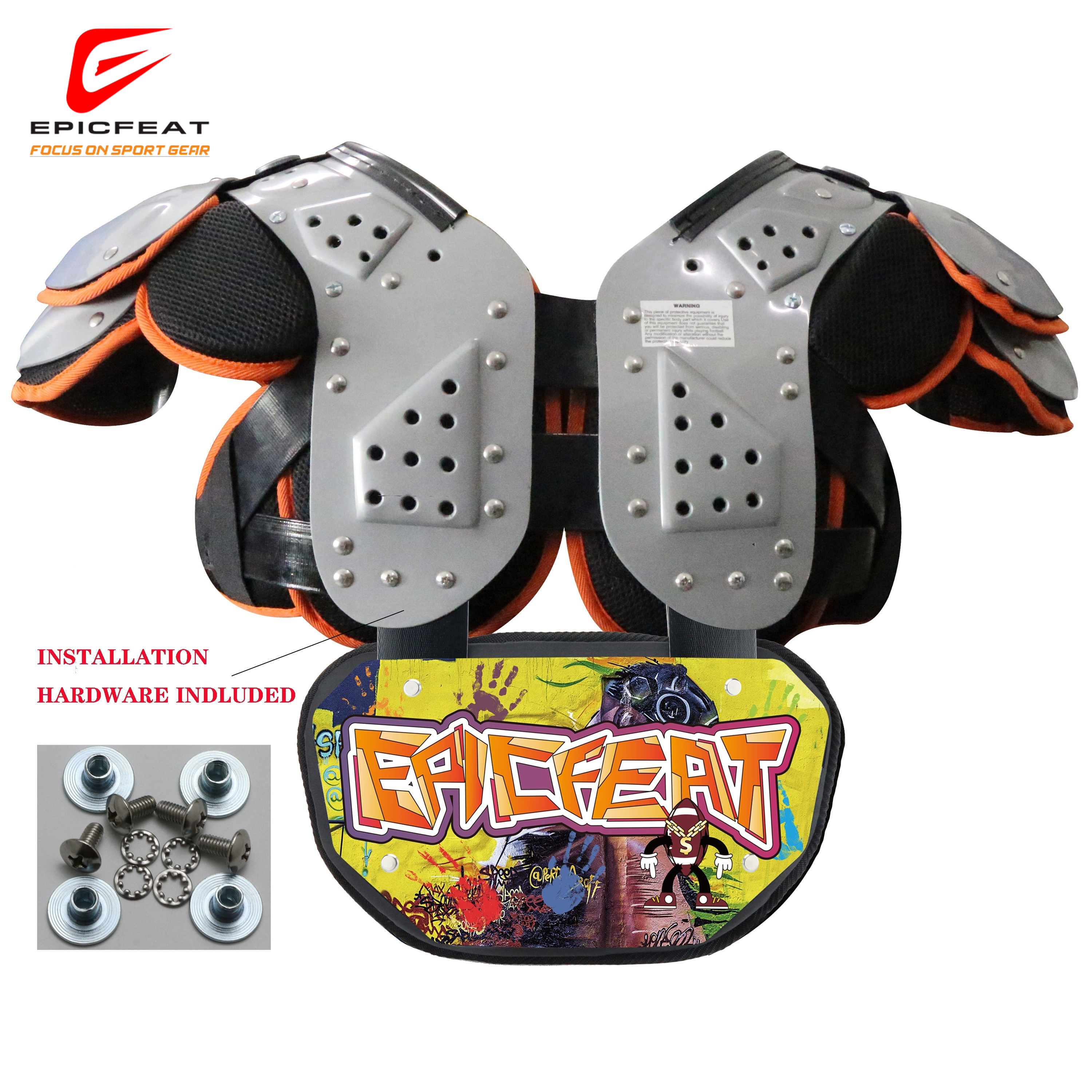 Football Back Plate Hardshell Football Backplate - Protective Spinal Guard for Players of All Ages