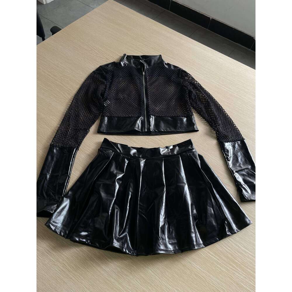 Nightclub 3 Piece Sets Outfits For Women Sexy Hollow-Out Crop Top +Skirt +Socks Sex Clothes Set Lingerie Costumes