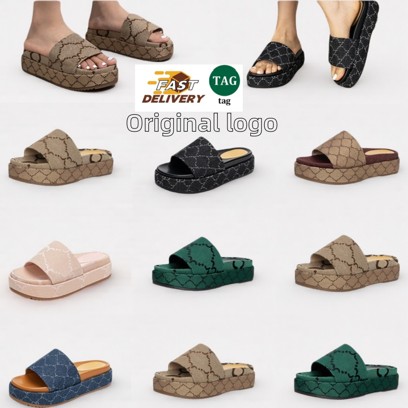 Designer Comfortable Slide Luxury Slippers Summer Letter Platforms Sandals Womens Out Wear Casual Heightening Couple Plus Size One-Word Sandals Size 35-42