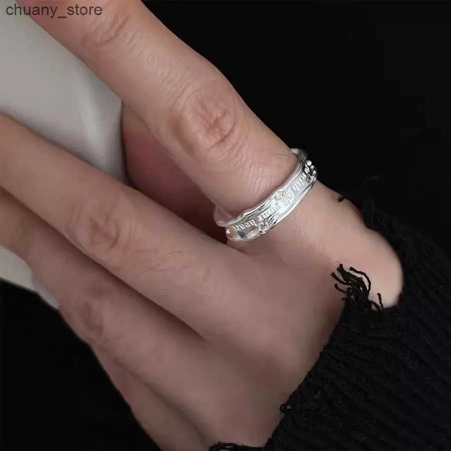 925 Sterling Silver Rings for Women Couple Minimalist Handmade Simple Letters Zircon Ring Party Jewelry Gift Prevent Allergy z250529WIDO