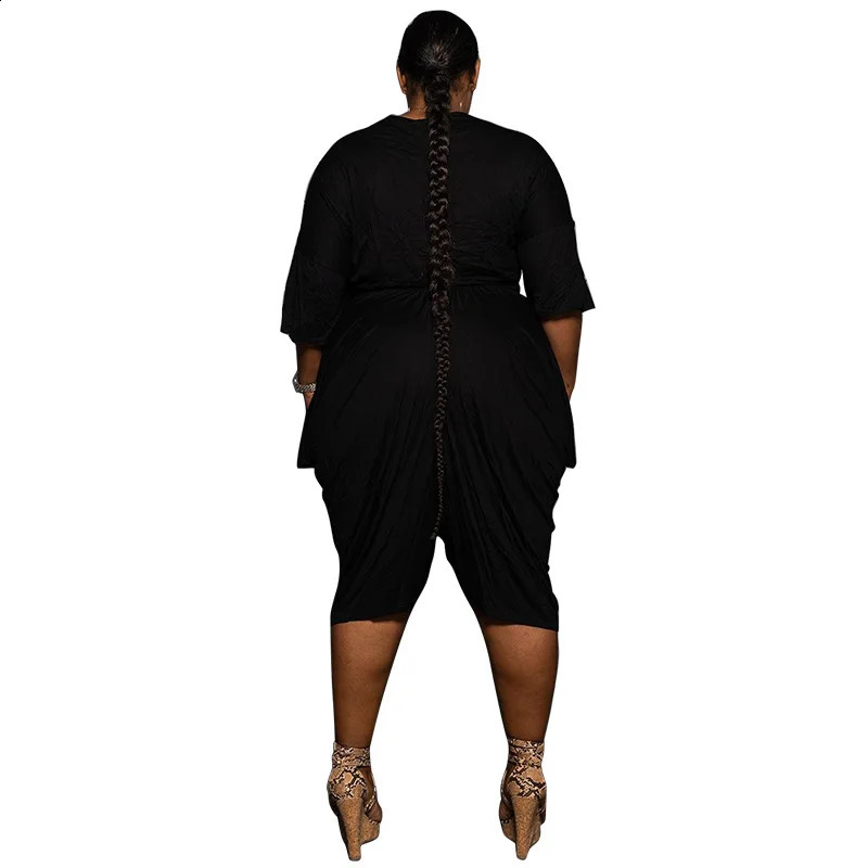Plus Size Women Clothing Wholesale Casual Fashion Solid Loose Crop Top Stacked Wide Leg Pants Two Piece Sets Summer Drop 250527